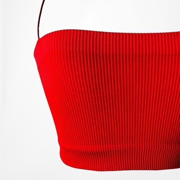 Urban Outfitters Red Ribbed Knit Fitted Tank Cami Crop Top Size S - Picture 5 of 5